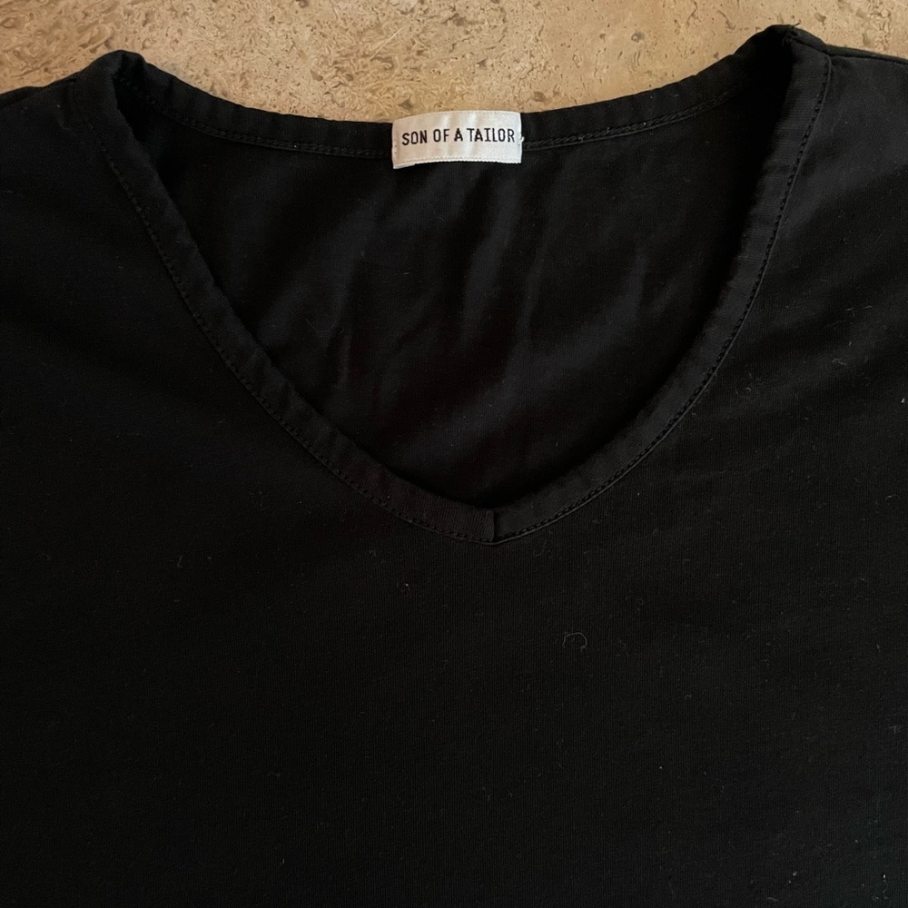 Black V-Neck Short Sleeve Tee - Picture 3 of 5